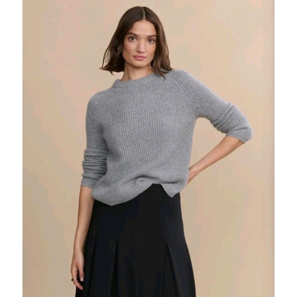 Jenni Kayne Gray Ribbed Crewneck Sweater
